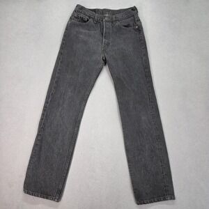 Vintage Levis 501 Jeans Mens Black Made USA Button Fly Straight 90s Fits 26x28
